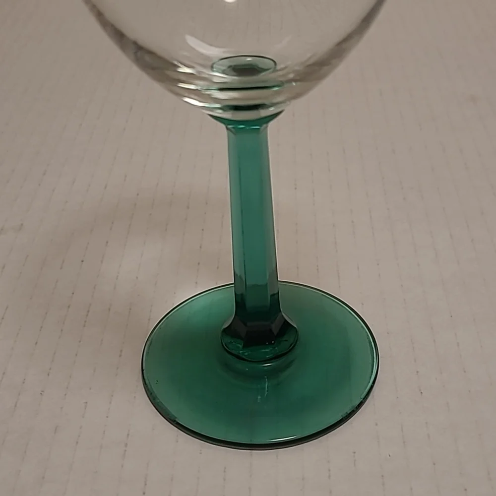 Pair of Vintage Green Stemmed Crystal Wine Glasses